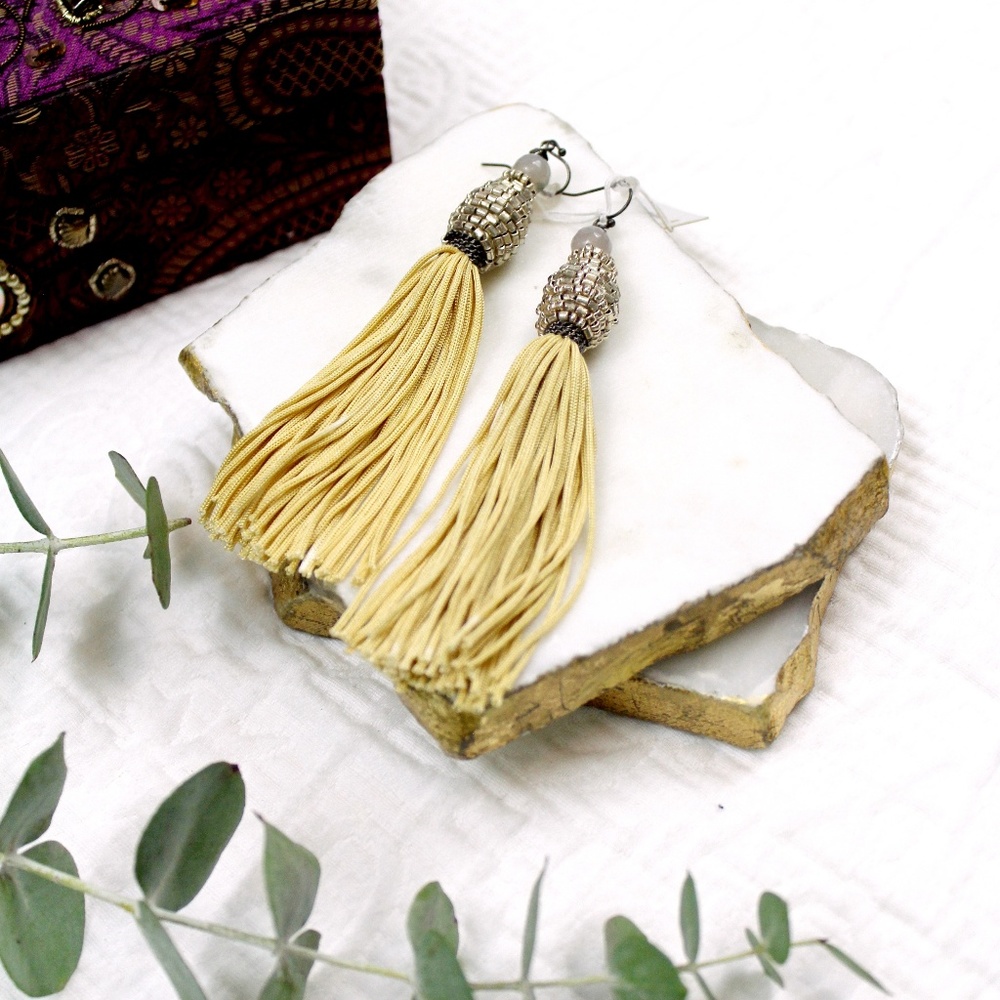 NWT Champagne Tassel Earrings